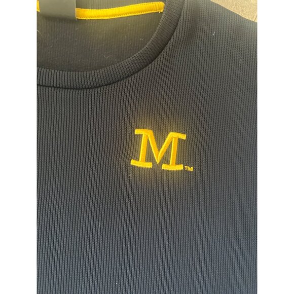 Jordan  Mens 3XL Michigan Crewneck Sweatshirt Navy Blue & Yellow Ribbed - Picture 3 of 10